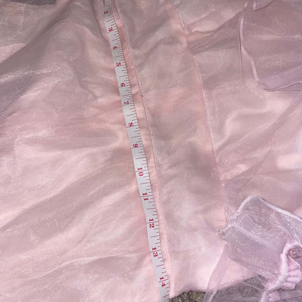 Vintage 1930s Sheer Pink Organdy Gown with Puff Sleeves - Picture 3 of 7